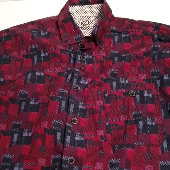 Marco mens red and blue button down  shirt with polka dot flip cuffs medium - Picture 2 of 5